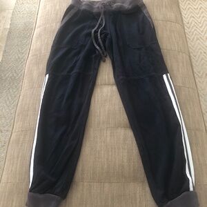 Hard Tail Forever Black/Gray Joggers With White Stripes Down Leg Sz S
